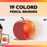 19 цветные карандаши кисти для Procreate
