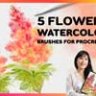 5 цветов акварельными кистями для Procreate
